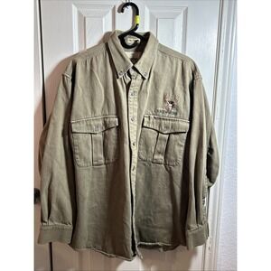 Vintage Browning Super‎ Naturals Green Button Up Front Hunting Shirt Mens XL